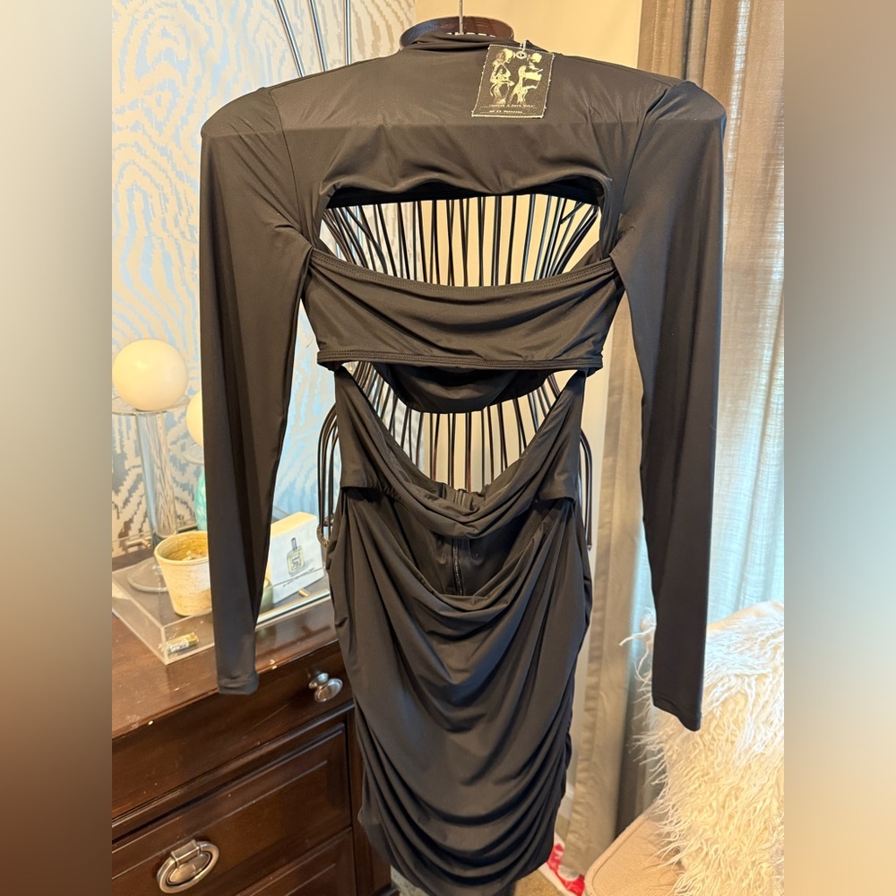 Kith Black Backless Dress with Cut-Out Design
